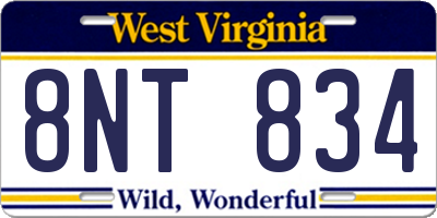 WV license plate 8NT834