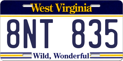 WV license plate 8NT835
