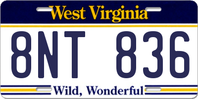 WV license plate 8NT836
