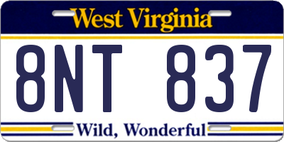 WV license plate 8NT837