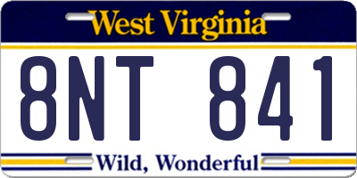 WV license plate 8NT841