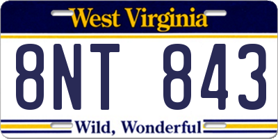WV license plate 8NT843