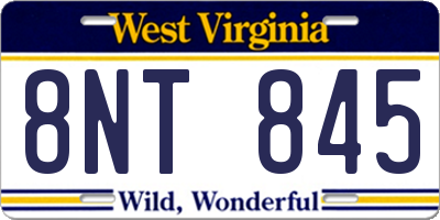 WV license plate 8NT845