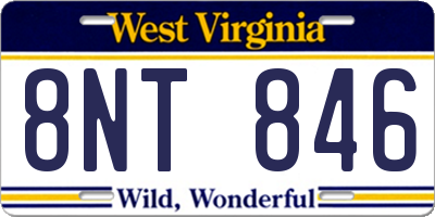 WV license plate 8NT846