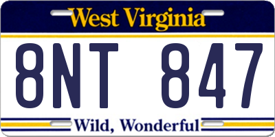 WV license plate 8NT847