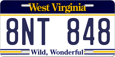 WV license plate 8NT848