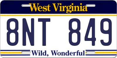 WV license plate 8NT849