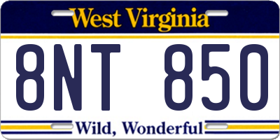 WV license plate 8NT850