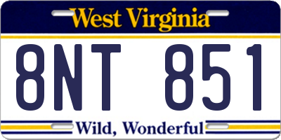 WV license plate 8NT851