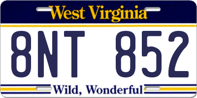 WV license plate 8NT852