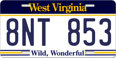 WV license plate 8NT853