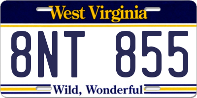 WV license plate 8NT855
