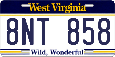 WV license plate 8NT858