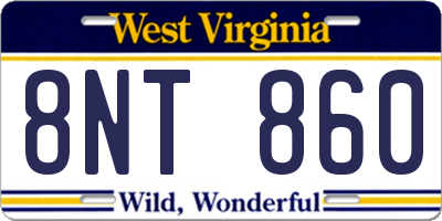 WV license plate 8NT860