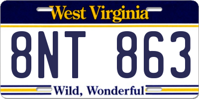 WV license plate 8NT863