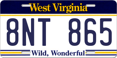 WV license plate 8NT865