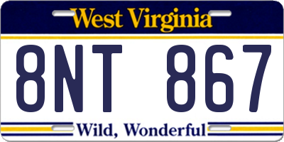 WV license plate 8NT867