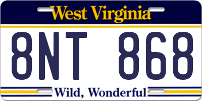 WV license plate 8NT868