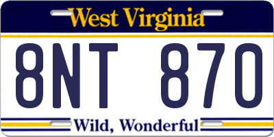 WV license plate 8NT870