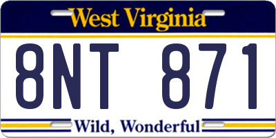 WV license plate 8NT871