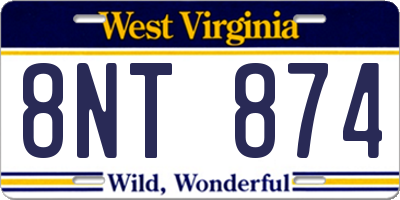 WV license plate 8NT874