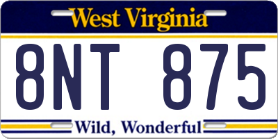 WV license plate 8NT875