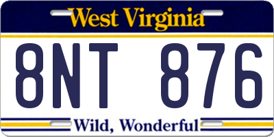 WV license plate 8NT876