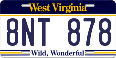 WV license plate 8NT878
