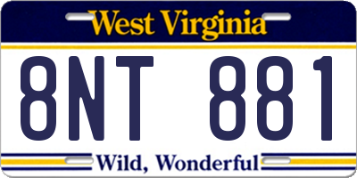 WV license plate 8NT881