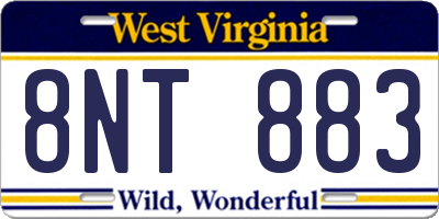 WV license plate 8NT883