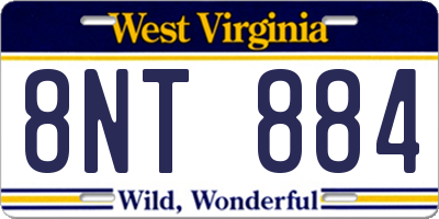 WV license plate 8NT884