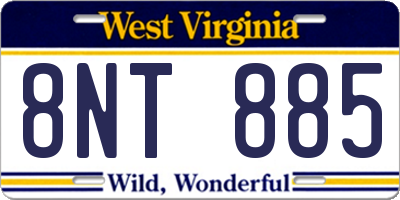 WV license plate 8NT885
