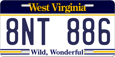 WV license plate 8NT886