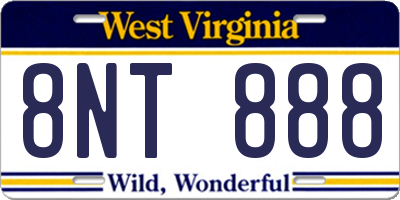WV license plate 8NT888