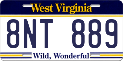 WV license plate 8NT889