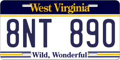 WV license plate 8NT890