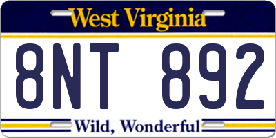 WV license plate 8NT892
