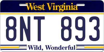 WV license plate 8NT893