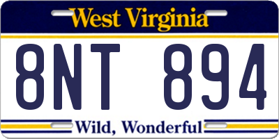 WV license plate 8NT894