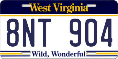 WV license plate 8NT904