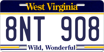 WV license plate 8NT908