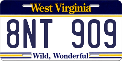 WV license plate 8NT909