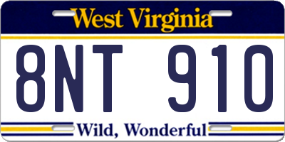 WV license plate 8NT910