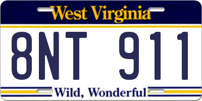 WV license plate 8NT911