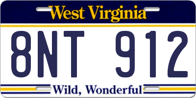 WV license plate 8NT912