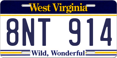 WV license plate 8NT914