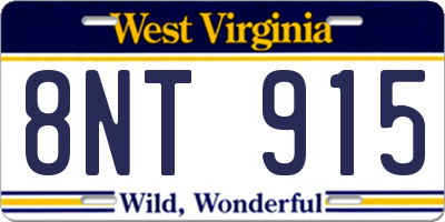 WV license plate 8NT915
