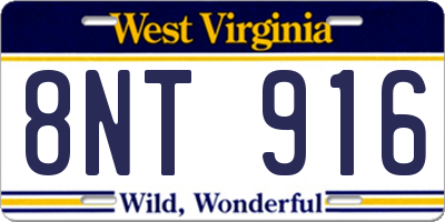 WV license plate 8NT916