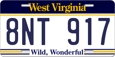 WV license plate 8NT917