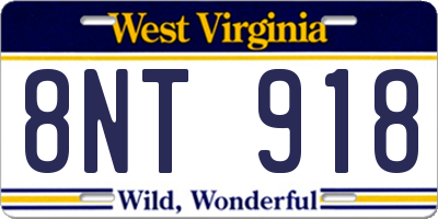 WV license plate 8NT918